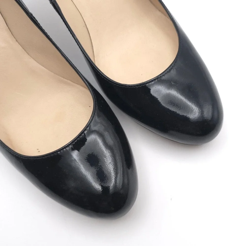 L.K. BENNETT London‎ Black Patent Leather Pumps Heels Women 37.5 Made In Spain